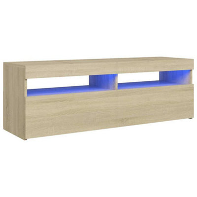 Berkfield Modern Tv Cabinet With Led Lights Sonoma Oak 120X35X40 Cm - image 1
