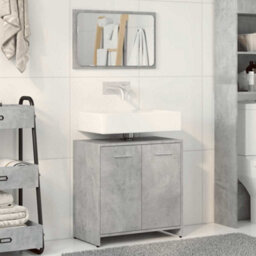 Berkfield Durable Bathroom Cabinet With Mirror Concrete Grey Engineered Wood - thumbnail 3