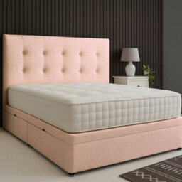 Urban Textures - Eden Ottoman Bed Rounded Headboard Side Lift: Boucle Pink - thumbnail 1