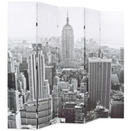 Berkfield Modern Folding Room Divider 200X170 Cm New York By Day Black And White - thumbnail 1
