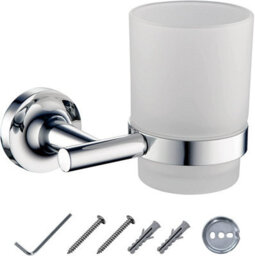 Jassferry Wall Mounted Toothbrush Holders Frosted Glass Tumbler & Holder