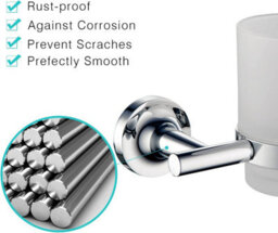 Jassferry Wall Mounted Toothbrush Holders Frosted Glass Tumbler & Holder - thumbnail 4