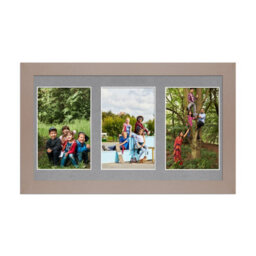 AK Frames 40X20Cm Rose Gold Modern Multi Photo Frame With Mid Grey Mount - Holds 3 Apertures (3X) 6X4 Photos - thumbnail 1