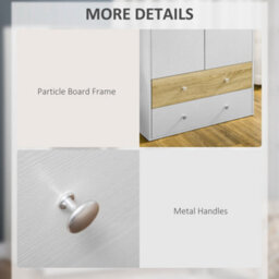 Wyld Haus Coralia White And Natural 2-Door Wardrobe With Hanging Rail And 2 Drawers - 180H X 80W X 50D Cm - thumbnail 7