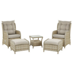 Beliani Garden Lounge Set With Table And Ottoman 2 Seater Ponza Pe Rattan Beige - thumbnail 1