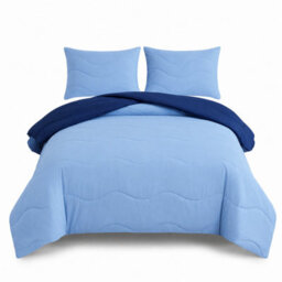 Reversible Coverless 10.5 Tog Duvet Set Soft Microfibre Quilt With Quilted Pillowcase Covers (Navy) - thumbnail 2