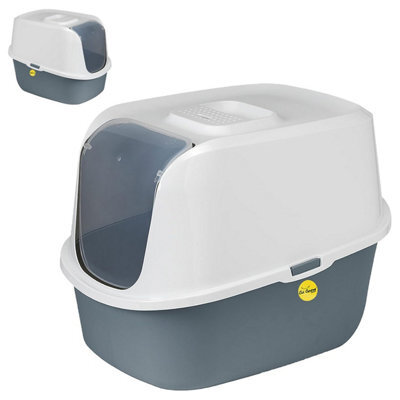 Cat Centre.Direct Cat Centre Hooded Cat Litter Tray With Charcoal Filter Large Covered Cat Litter Box Lid With Flap Door Detachable Rim Deep Safe - image 1