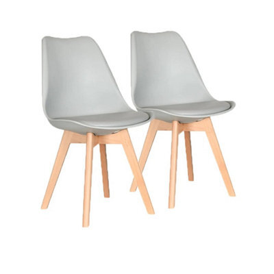 Pack Of 2 Dining Chairs Designer Wooden Home Commercial Lightgrey - image 1
