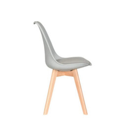 Pack Of 2 Dining Chairs Designer Wooden Home Commercial Lightgrey - thumbnail 4
