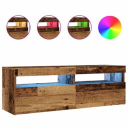 Berkfield Modern Tv Cabinet With Led Lights Old Wood 120X35X40 Cm Engineered Wood - thumbnail 1