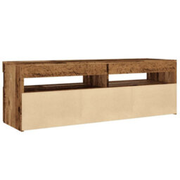 Berkfield Modern Tv Cabinet With Led Lights Old Wood 120X35X40 Cm Engineered Wood - thumbnail 9