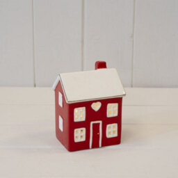 Four Candle Short Red Ceramic Led Heart House - thumbnail 2