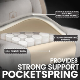 Gtplayer Fabric Gaming Chair With Footrest, Computer Chairs For Adults With Pocket Spring Cushion Ergonomic For Home Office, Ivory - thumbnail 7