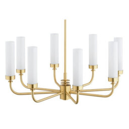 Luminosa Lighting Luminosa Preston 8 Light Multi Arm Pendant Ceiling Light Brushed Brass, Opal Glass Shade E14 - thumbnail 4