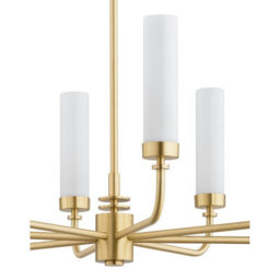 Luminosa Lighting Luminosa Preston 8 Light Multi Arm Pendant Ceiling Light Brushed Brass, Opal Glass Shade E14 - thumbnail 5