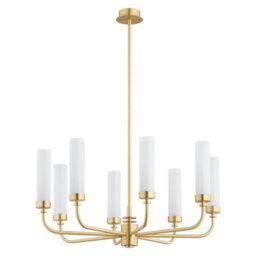 Luminosa Lighting Luminosa Preston 8 Light Multi Arm Pendant Ceiling Light Brushed Brass, Opal Glass Shade E14 - thumbnail 3