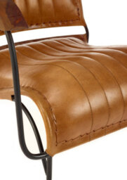 Elm Home And Products Brown Tan Genuine Leather Metal Arm Accent Chair H85 X W75 X D75Cm - thumbnail 4