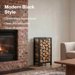 Levede Firewood Rack Steel Fireplace Log Holder Compact Wood Storage,black - thumbnail 8