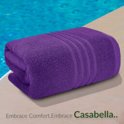 Casabella Towels 3 Pack Bath Sheets Large Bath Towel 80X140 Cm 100% Zero-Twist Cotton Highly Absorbent Towels Purple - thumbnail 3