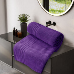 Casabella Towels 3 Pack Bath Sheets Large Bath Towel 80X140 Cm 100% Zero-Twist Cotton Highly Absorbent Towels Purple - thumbnail 6