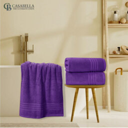 Casabella Towels 3 Pack Bath Sheets Large Bath Towel 80X140 Cm 100% Zero-Twist Cotton Highly Absorbent Towels Purple - thumbnail 8