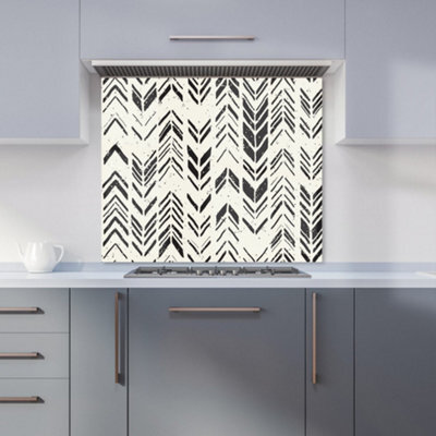 Warren Reed Designer Hand Drawn Chevron Pattern Premium Glass Kitchen Splashback W600mm X H650mm - image 1