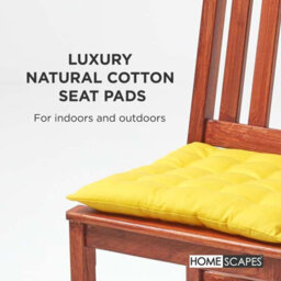 Homescapes Yellow Seat Pads 100% Cotton Chair Cushions 40X40 Cm, Set Of 4 Plain Chair Pads For Dining, Kitchen Or Garden Outdoor - thumbnail 2