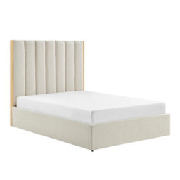 Chloe Beige Double 4Ft 6 Fabric With Gold Trim And Ottoman Storage Gas Lift Bed - thumbnail 5