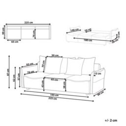 Beliani Sofa Bed 3 Seater Krama Fabric Off-White With Storage - thumbnail 3