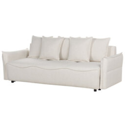 Beliani Sofa Bed 3 Seater Krama Fabric Off-White With Storage - thumbnail 6