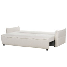 Beliani Sofa Bed 3 Seater Krama Fabric Off-White With Storage - thumbnail 7
