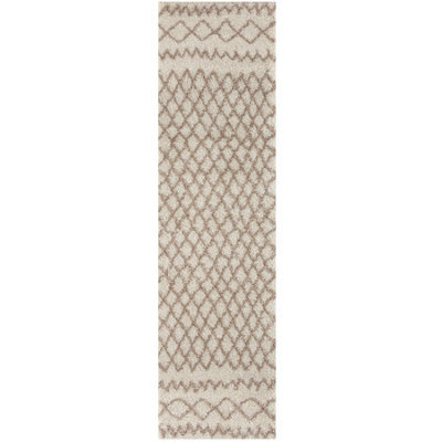 The Rugs Moroccan Shaggy Rugs And Runners Soft Fluffy Tribal Design High Pile Ivory And Beigeliving Room Kitchen Hallway 930 - image 1