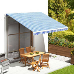 Berkfield Replacement Fabric For Awning Blue And White 4X3.5 M