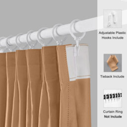 Aspire Homeware Beige Plain Blackout Curtains Room Darkening Pencil Pleat Curtain Pair (W) 168Cm X (D)228Cm With Tie Back Pair - thumbnail 3