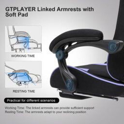 Gtplayer Fabric Gaming Chair, Massage Ergonomic Computer Chair With Footrest, Lumbar Support, Home Office Pc Racing Chairs, Purple - thumbnail 4