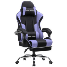 Luckracer Fabric Gaming Chair, Massage Ergonomic Computer Chair With Footrest, Lumbar Support, Home Office Pc Chairs, Purple