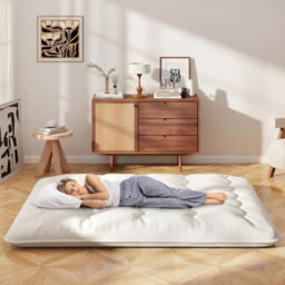 Costway Foldable Tatami Mat Floor Futon Mattress Roll Up Sleeping Pad W/ Washable Cover, Small Double/double/king Size - thumbnail 3
