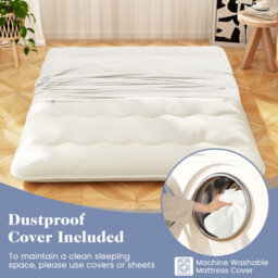 Costway Foldable Tatami Mat Floor Futon Mattress Roll Up Sleeping Pad W/ Washable Cover, Small Double/double/king Size - thumbnail 6