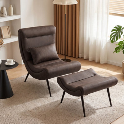 Homcom Modern Accent Chair With Footstool, 64Cm Wide Seat, Lumbar Pillow - image 1