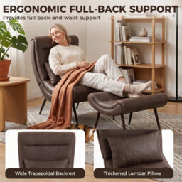 Homcom Modern Accent Chair With Footstool, 64Cm Wide Seat, Lumbar Pillow - thumbnail 4