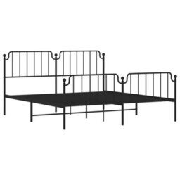 Berkfield Metal Bed Frame Without Mattress With Footboard Black 183X213Cm - thumbnail 4
