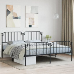 Berkfield Metal Bed Frame Without Mattress With Footboard Black 183X213Cm - thumbnail 1