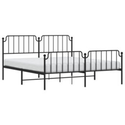Berkfield Metal Bed Frame Without Mattress With Footboard Black 183X213Cm - thumbnail 3