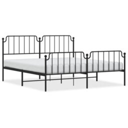Berkfield Metal Bed Frame Without Mattress With Footboard Black 183X213Cm - thumbnail 2