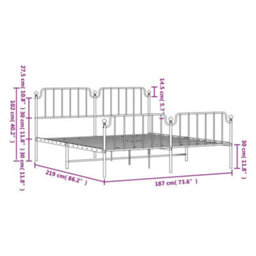 Berkfield Metal Bed Frame Without Mattress With Footboard Black 183X213Cm - thumbnail 9