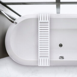 EHC Woodluv Slimline Bamboo Bathtub Caddy Tray Bridge Wooden Bath Rack Bathroom Accessory Bath Shelf, 70 X 14.5 X 7.5 Cm - White - thumbnail 4