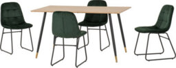 Seconique Hamilton Dining Set With 4 Lukas Chairs Medium Oak Effect Green Velvet - thumbnail 2