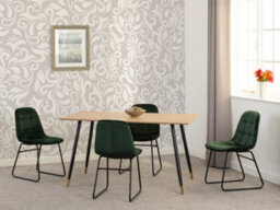 Seconique Hamilton Dining Set With 4 Lukas Chairs Medium Oak Effect Green Velvet - thumbnail 3