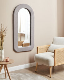 Beliani Wall Mirror Cervon 60 Cm 120 Cm Boucle Taupe - thumbnail 2