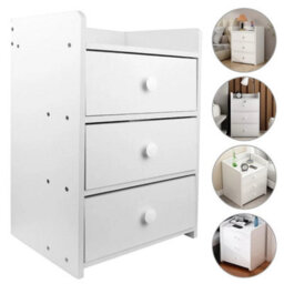 3 Drawer Wooden Bedroom Bedside Cabinet Furniture Storage Nightstand Side Table - thumbnail 6